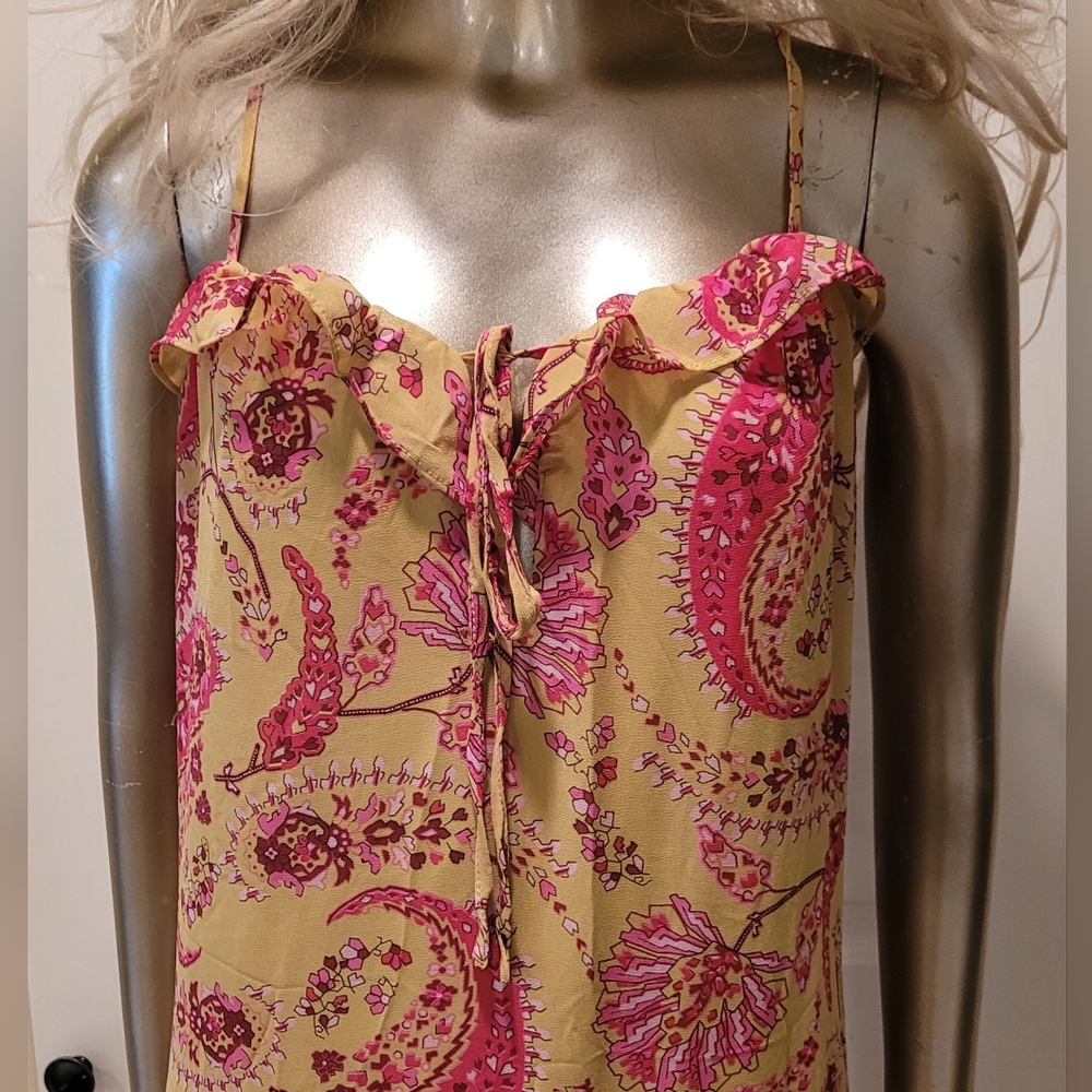 NWT Romantic Paisley Print Crisscross Backless Layered Hem Maxi Dress Sz M - Picture 7 of 14